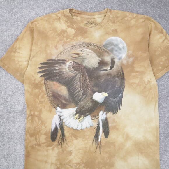 The Mountain Bald Eagle Moon Tie Dye Large Brown Short Sleeve T-Shirt - Picture 6 of 9